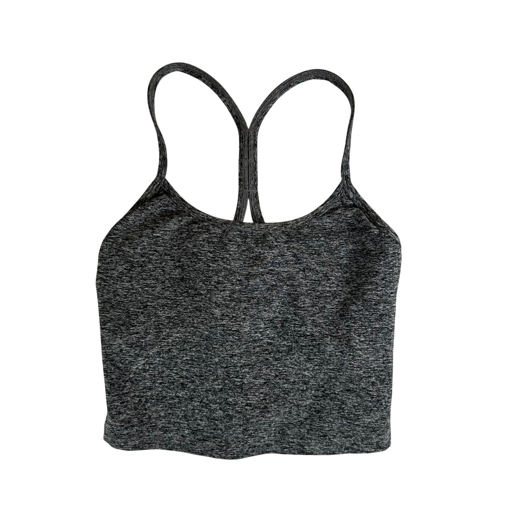 Beyond Yoga Spacedye Slim Racerback Cropped Tank Dark Gray Heather Small